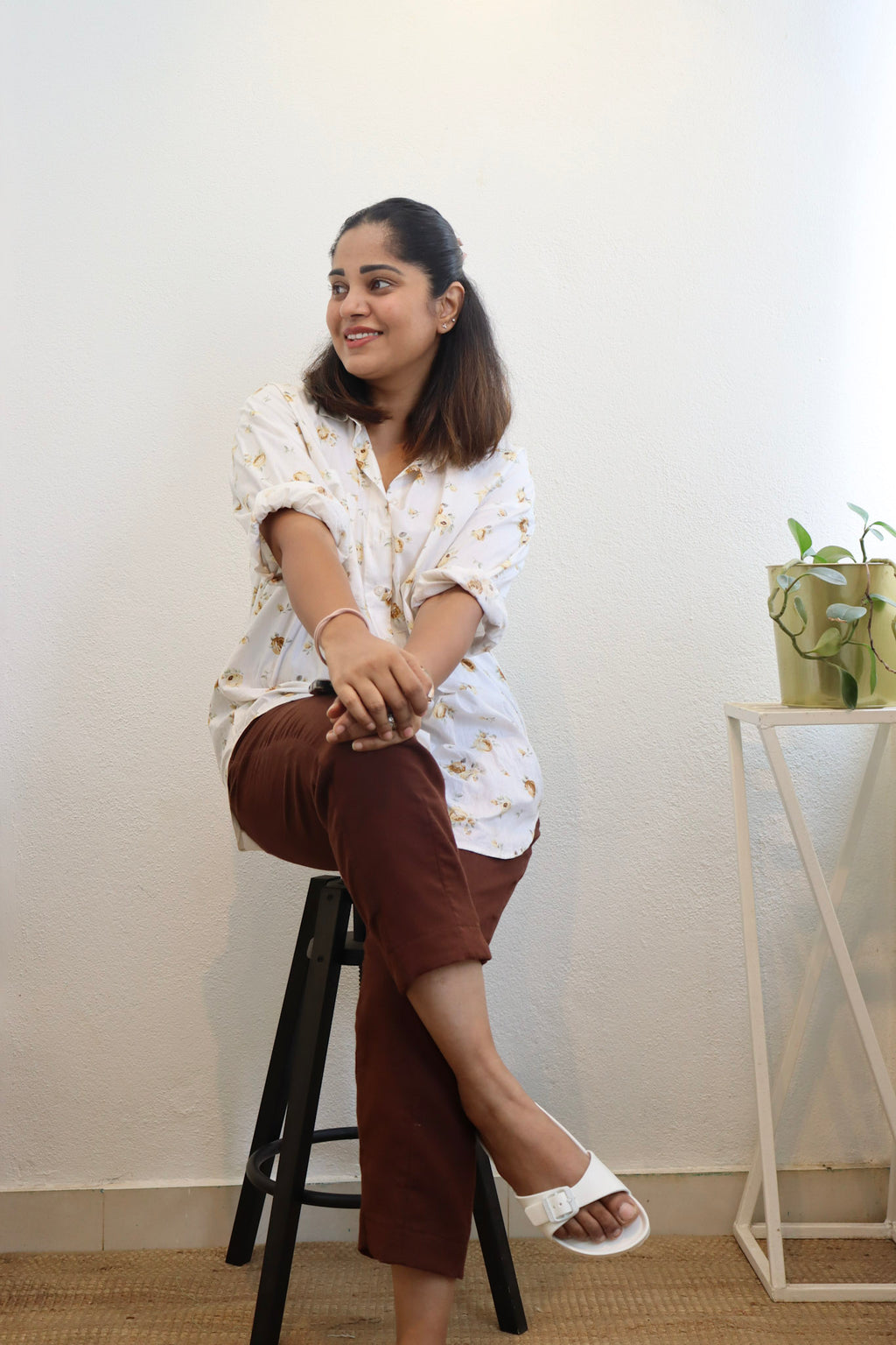 floral and brown co-ord set