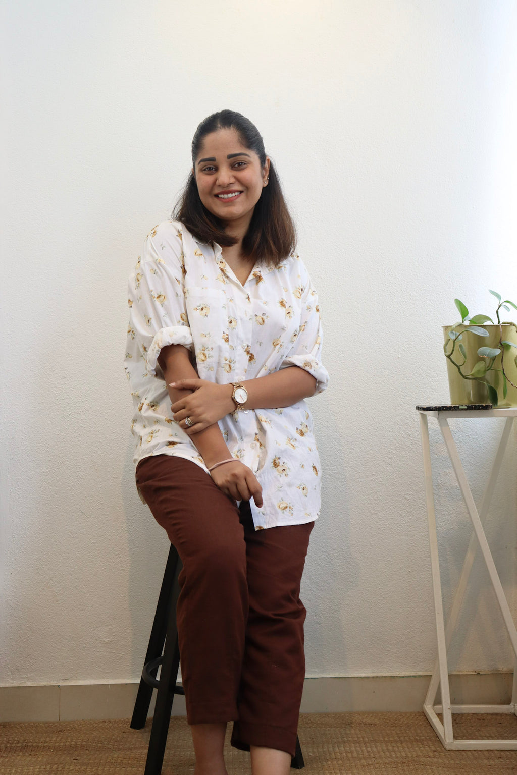 floral and brown co-ord set