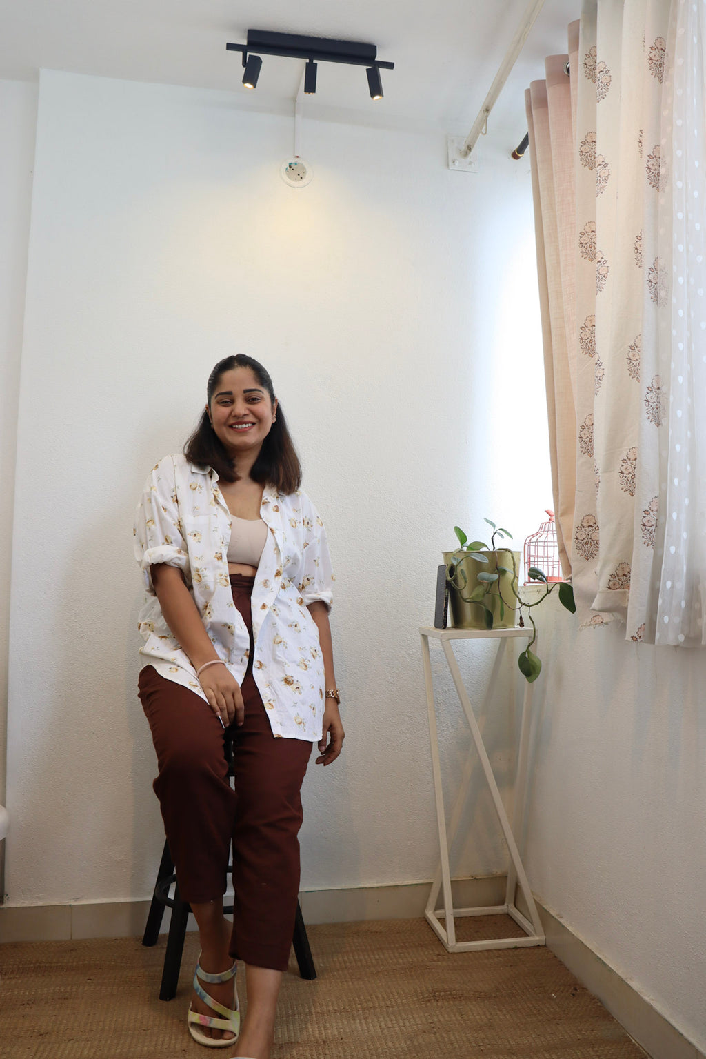 floral and brown co-ord set